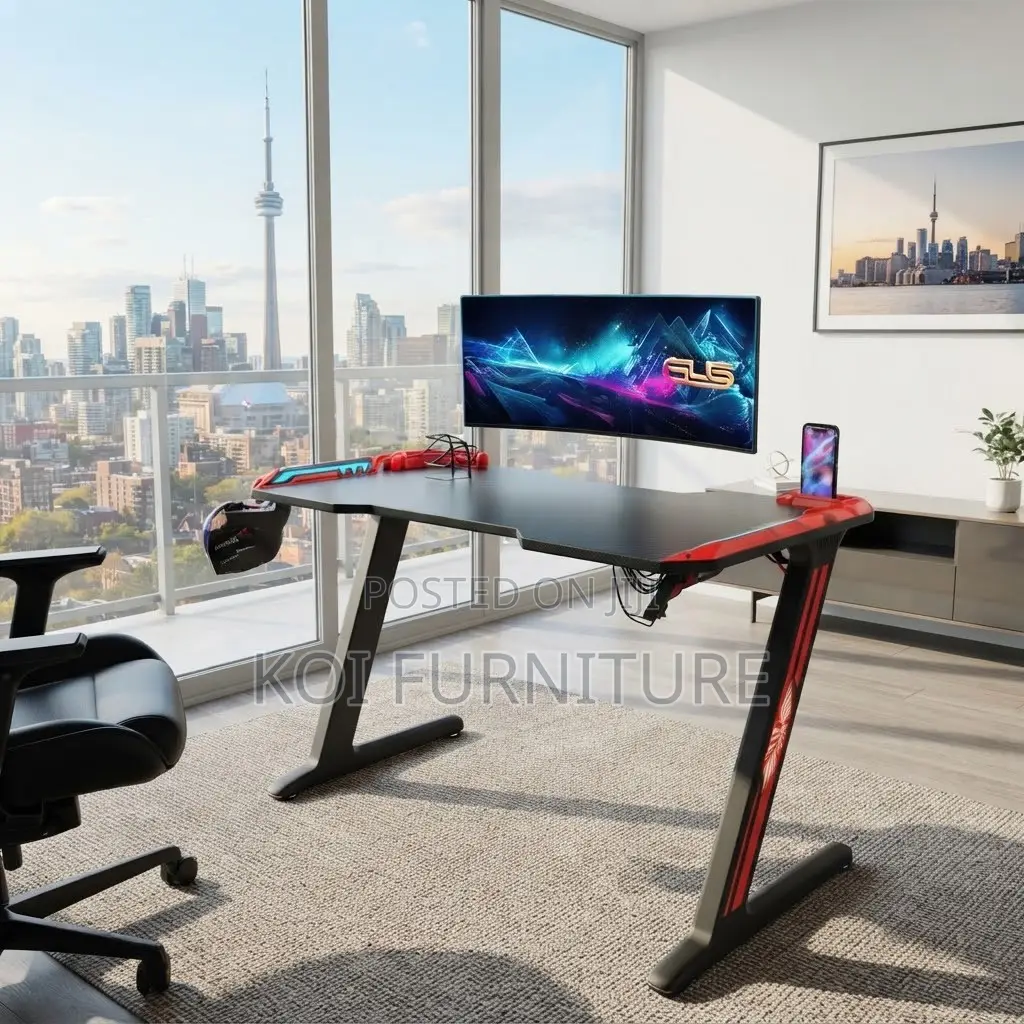 Office Desk; Black Office Home Gamers Entertaiment Desk
