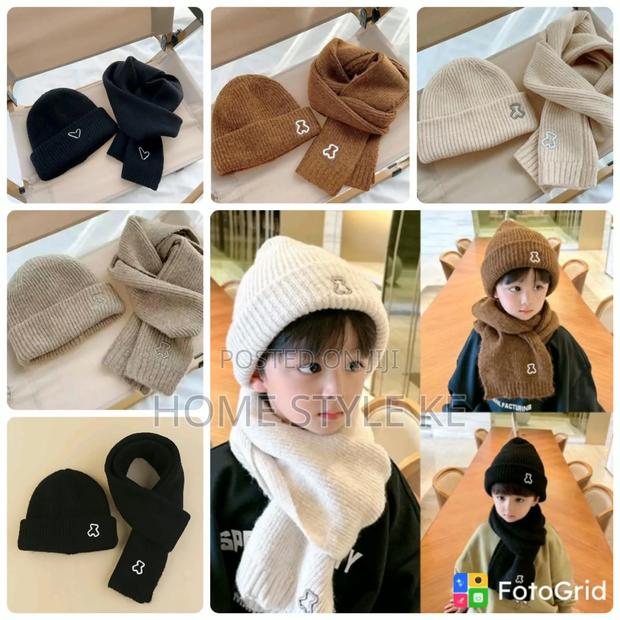2 in 1 Warm Winter Kids Beenie Hat,scarf Set