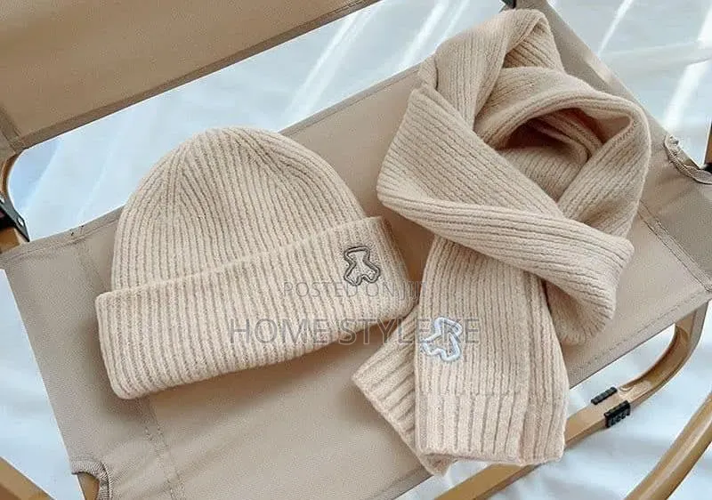 2 in 1 Warm Winter Kids Beenie Hat,scarf Set