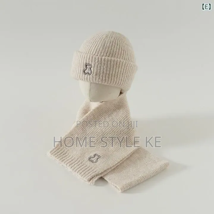 2 in 1 Warm Winter Kids Beenie Hat,scarf Set