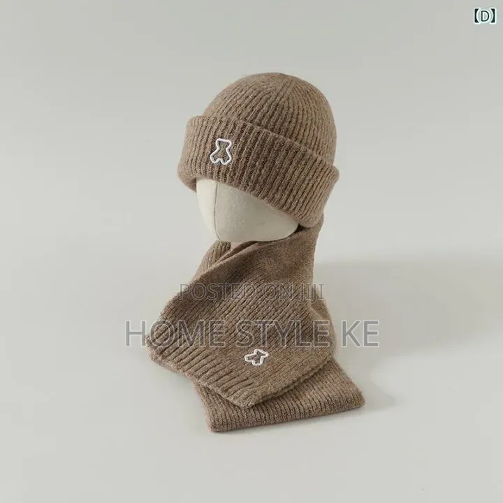 2 in 1 Warm Winter Kids Beenie Hat,scarf Set