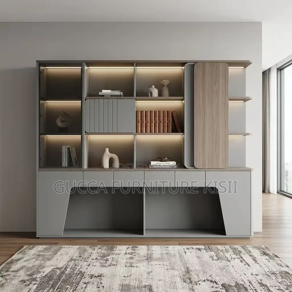 Office Cabinet; Imported Modern Wall-to-Wall Office Cabinet