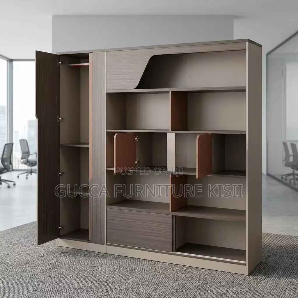 Office Cabinet; Imported Modern Wall-to-Wall Office Cabinet