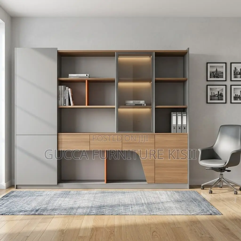 Office Cabinet; Imported Modern Wall-to-Wall Office Cabinet