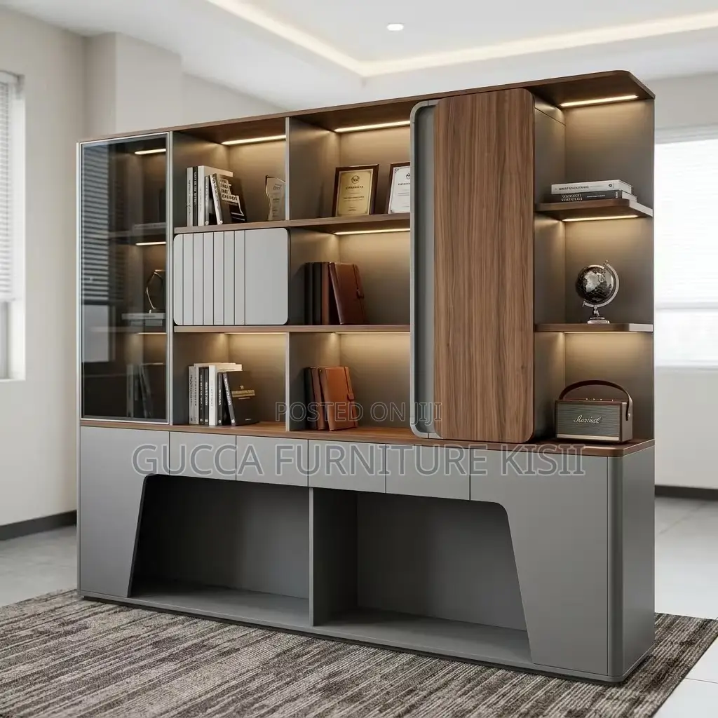 Office Cabinet; Imported Modern Wall-to-Wall Office Cabinet