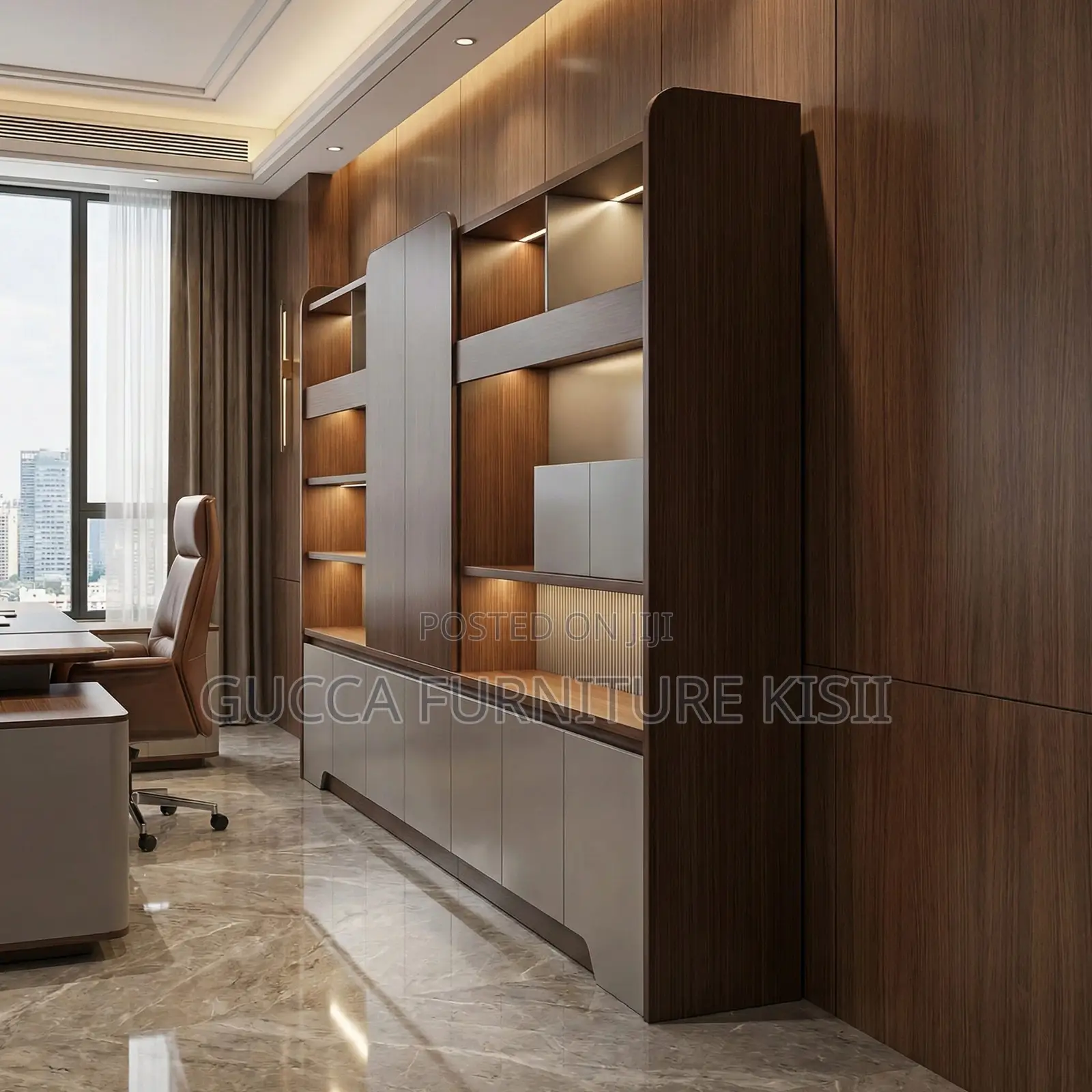 Office Cabinet; Imported Modern Wall-to-Wall Office Cabinet