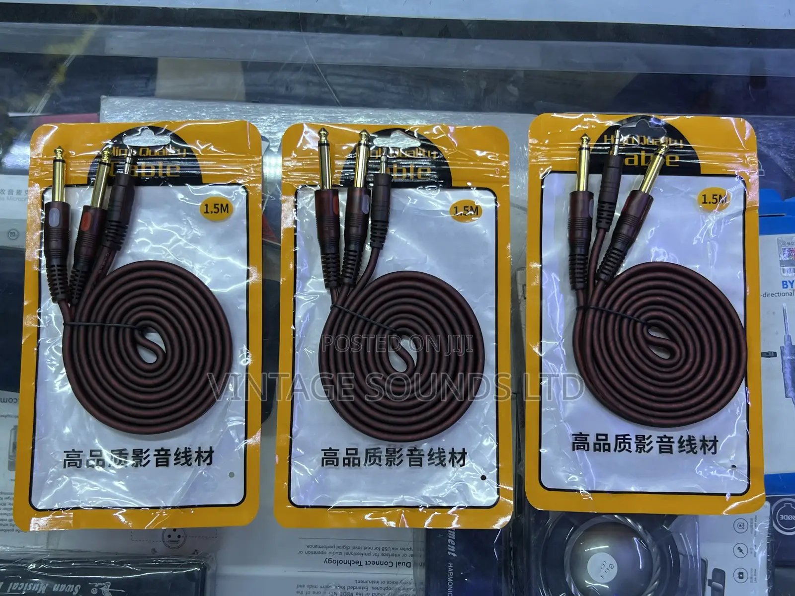 1.5M Aux 3.5mm TRS to Dual 1/4" Mono TS Breakout Cable