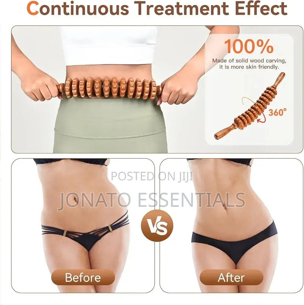 Curved Wooden Therapy Massage Roller Stick for Body Muscle Pain Relief