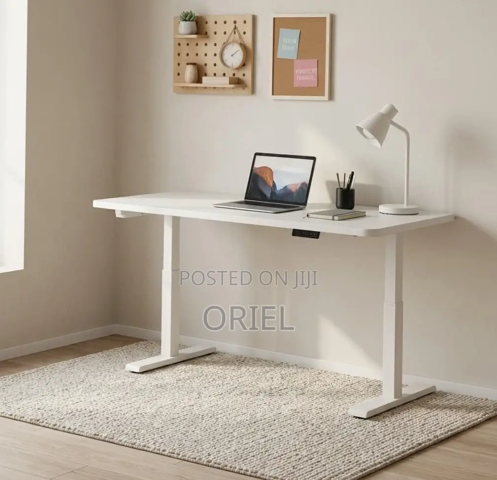 Electic Office Computer Desk : 1.4M White Standing Desk