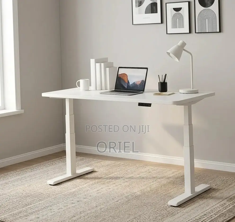 Electic Office Computer Desk : 1.4M White Standing Desk