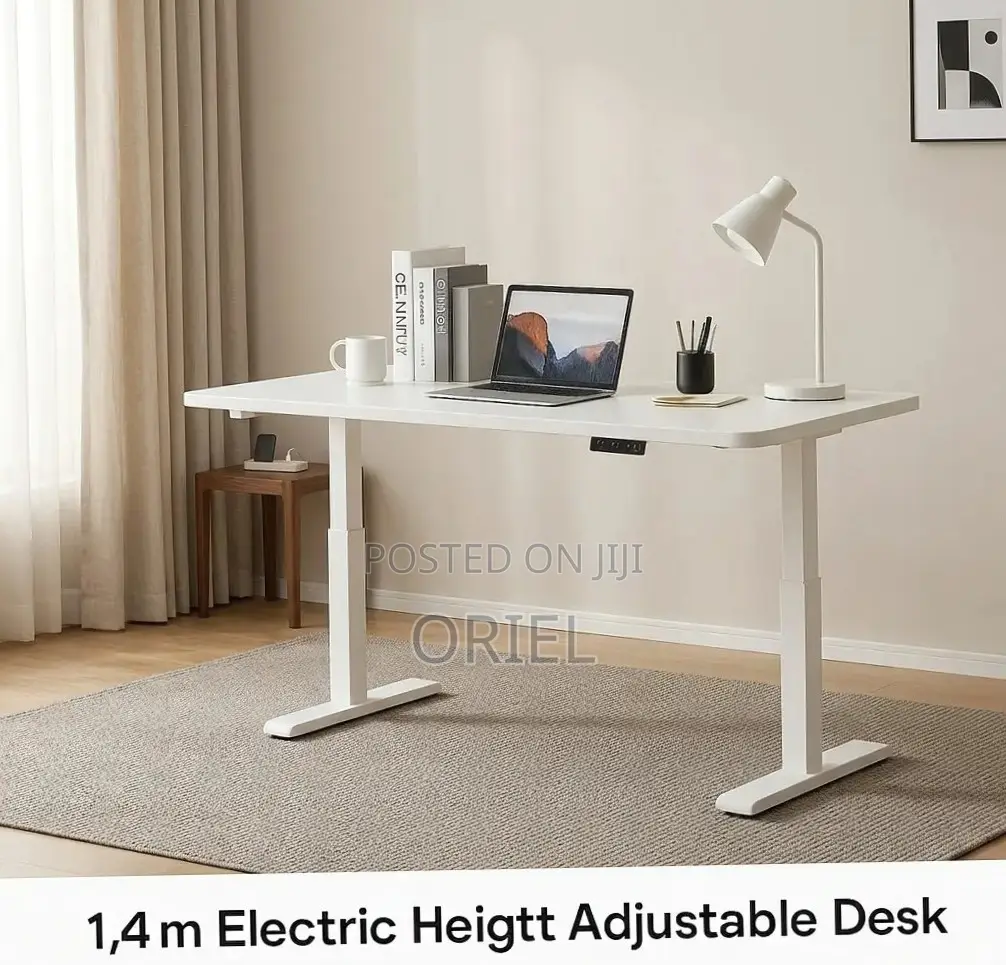 Electic Office Computer Desk : 1.4M White Standing Desk