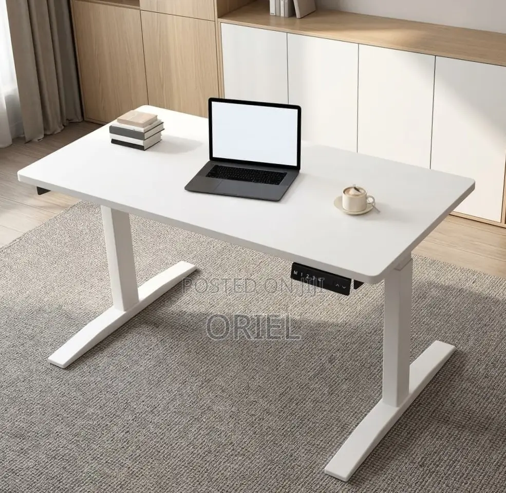 Electic Office Computer Desk : 1.4M White Standing Desk