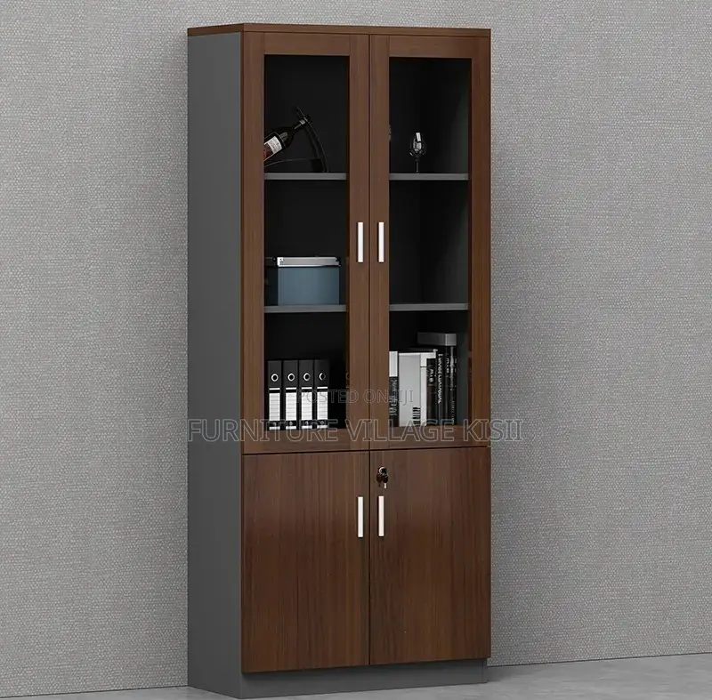 Office Cabinet; 2-Door Half Glass Wooden File Cabinet