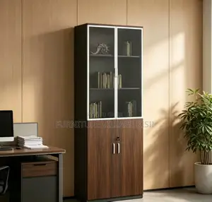 Office Cabinet; 2-Door Half Glass Wooden File Cabinet