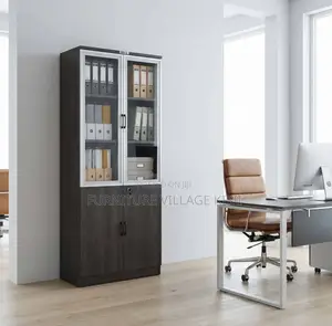 Office Cabinet; 2-Door Half Glass Wooden File Cabinet