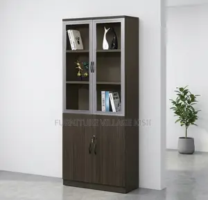 Office Cabinet; 2-Door Half Glass Wooden File Cabinet
