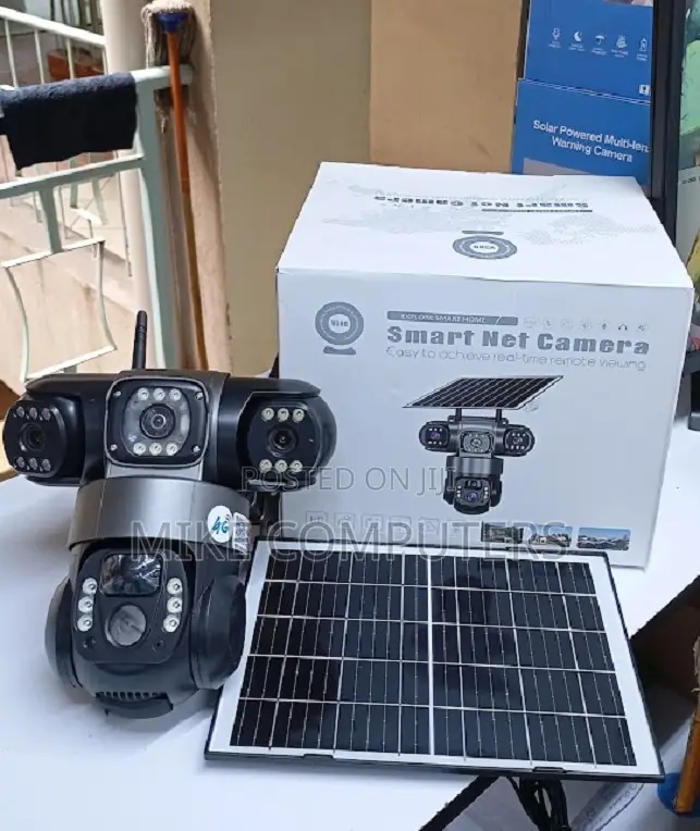 V380 4g Triple Lens Free Solar Pannel Security Solar Camera