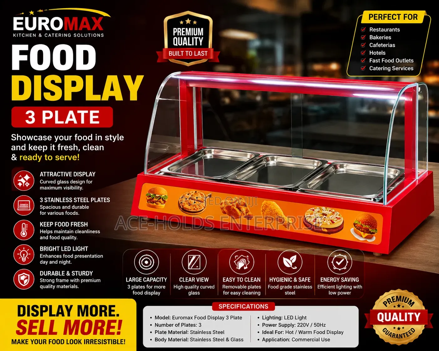 Fast Food/ Bakery - Euromax Food Showcase Display 3 Plates