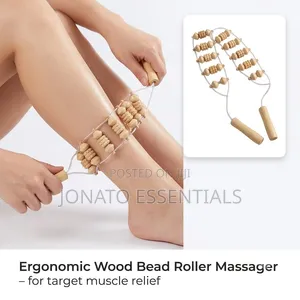 Wooden Back Massager Roller Rope Body Pain Relief Tool