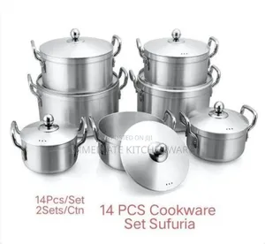 Stainless Aluminum Cookware Set Sufuria 14pcs Cooking Pots