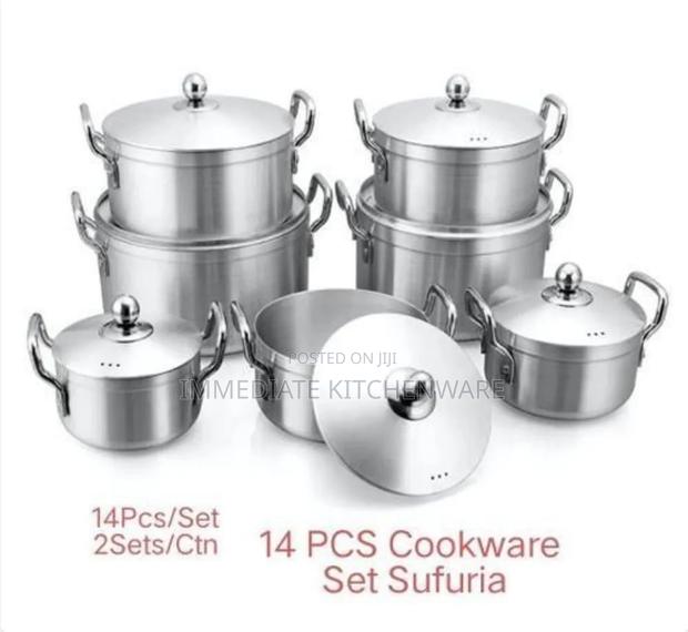 Stainless Aluminum Cookware Set Sufuria 14pcs Cooking Pots