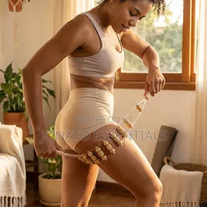 Wooden Back Massager Roller Rope Body Pain Relief Tool