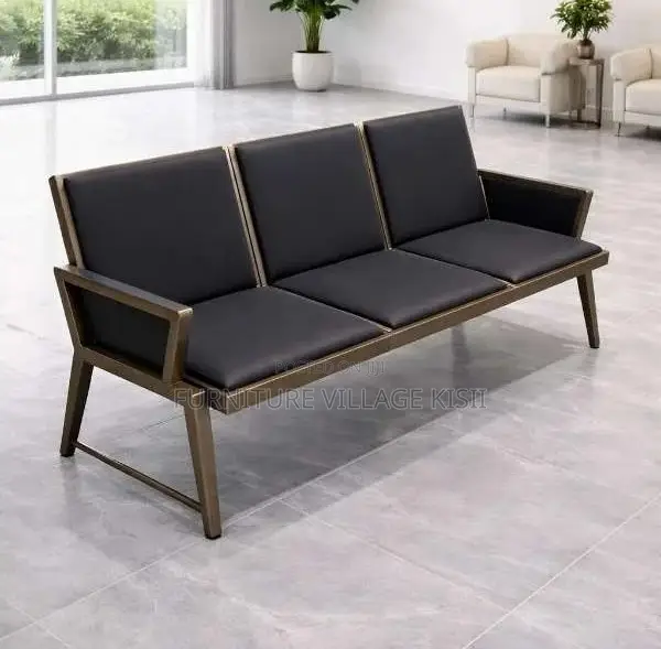 Office Furniture; 3-Seater Leather Reception Bench