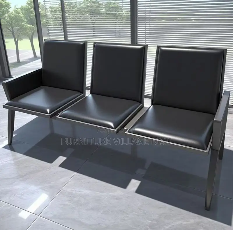 Office Furniture; 3-Seater Leather Reception Bench