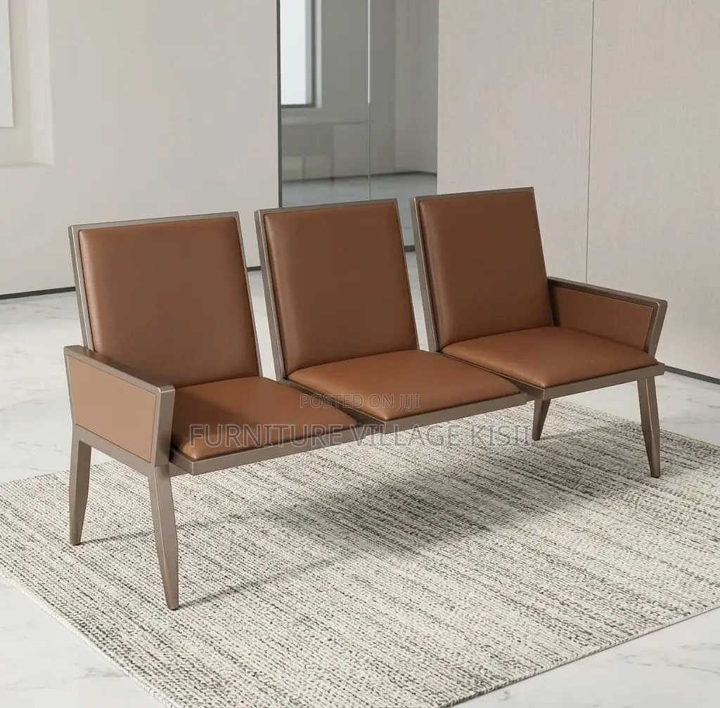Office Furniture; 3-Seater Leather Reception Bench