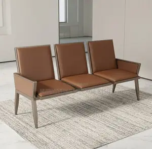 Office Furniture; 3-Seater Leather Reception Bench