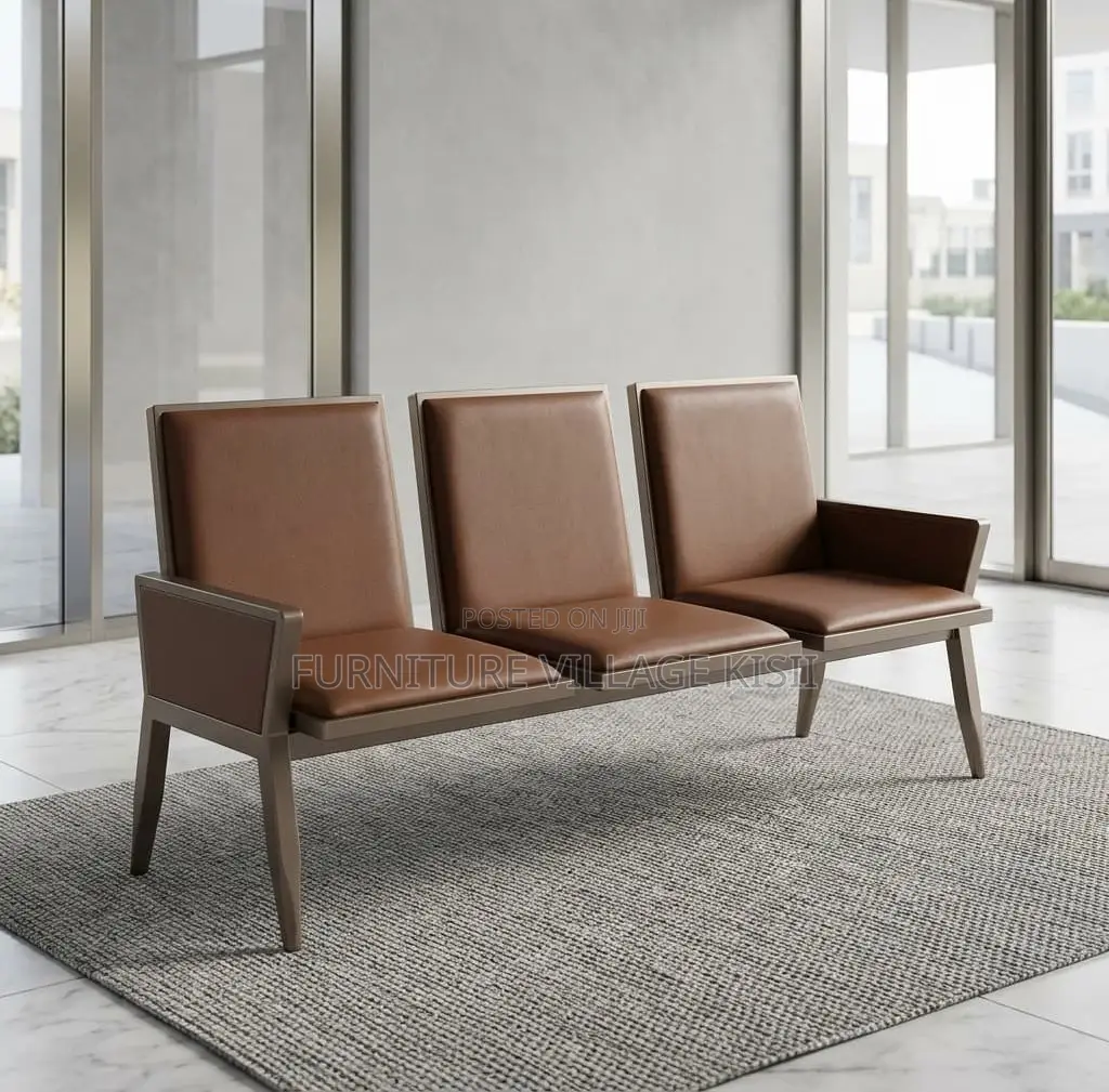 Office Furniture; 3-Seater Leather Reception Bench
