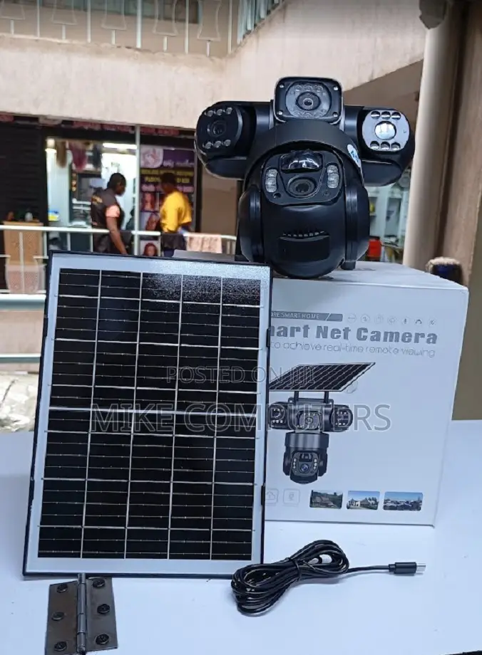 !Intelligence 4g (Simcard)Triple Lens 6mp Outdoor Solar Triple-Lens