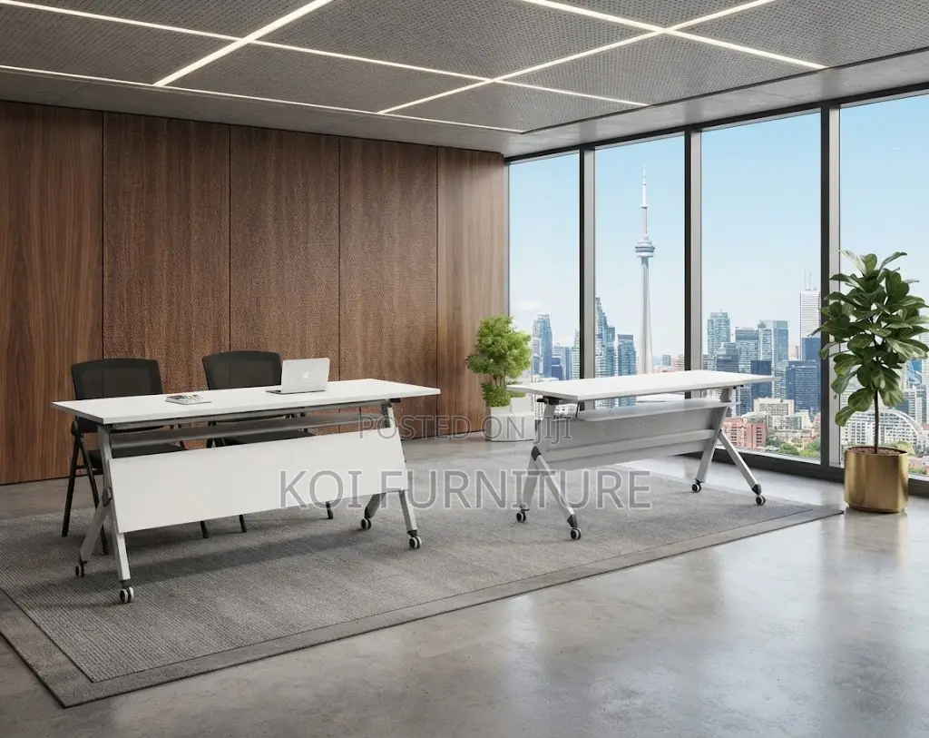 Office Desk; White Designed Folding Office Employees Desk
