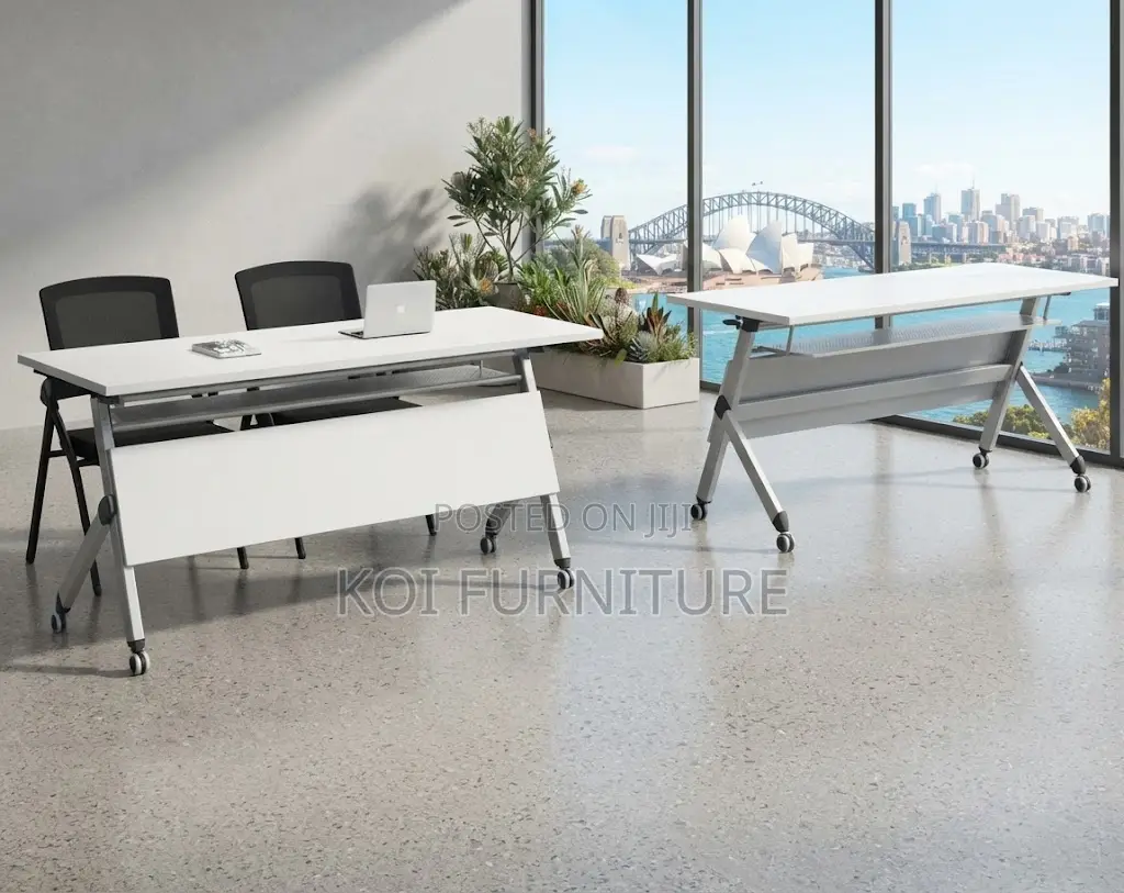 Office Desk; White Designed Folding Office Employees Desk