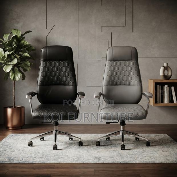 Office Chair; Leather High-Back Executive Office Chair