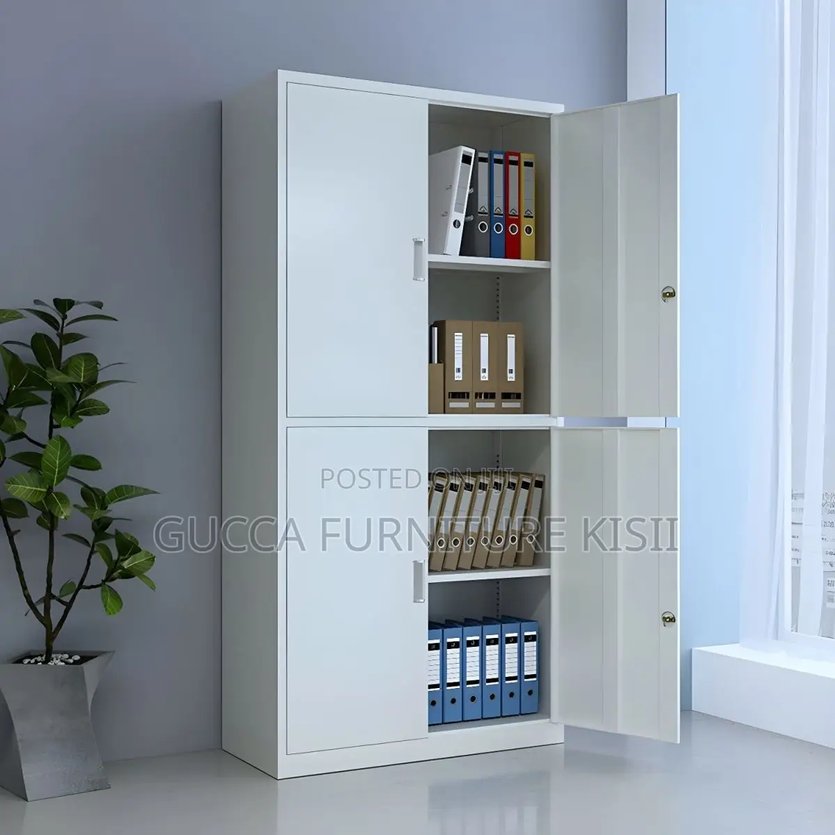 Office Cabinet; 4 Doors Lockable Storage Cabinet