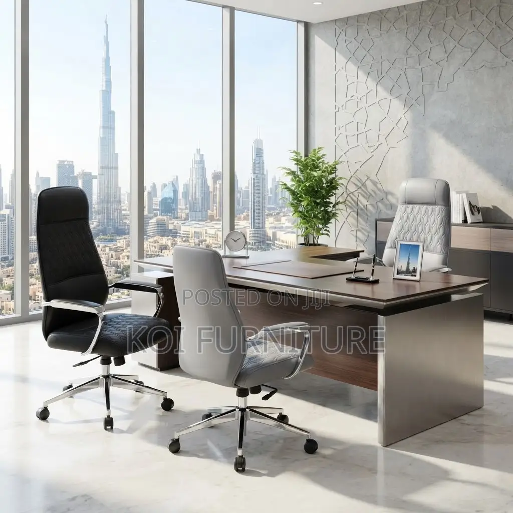 Office Chair; Leather High-Back Executive Office Chair