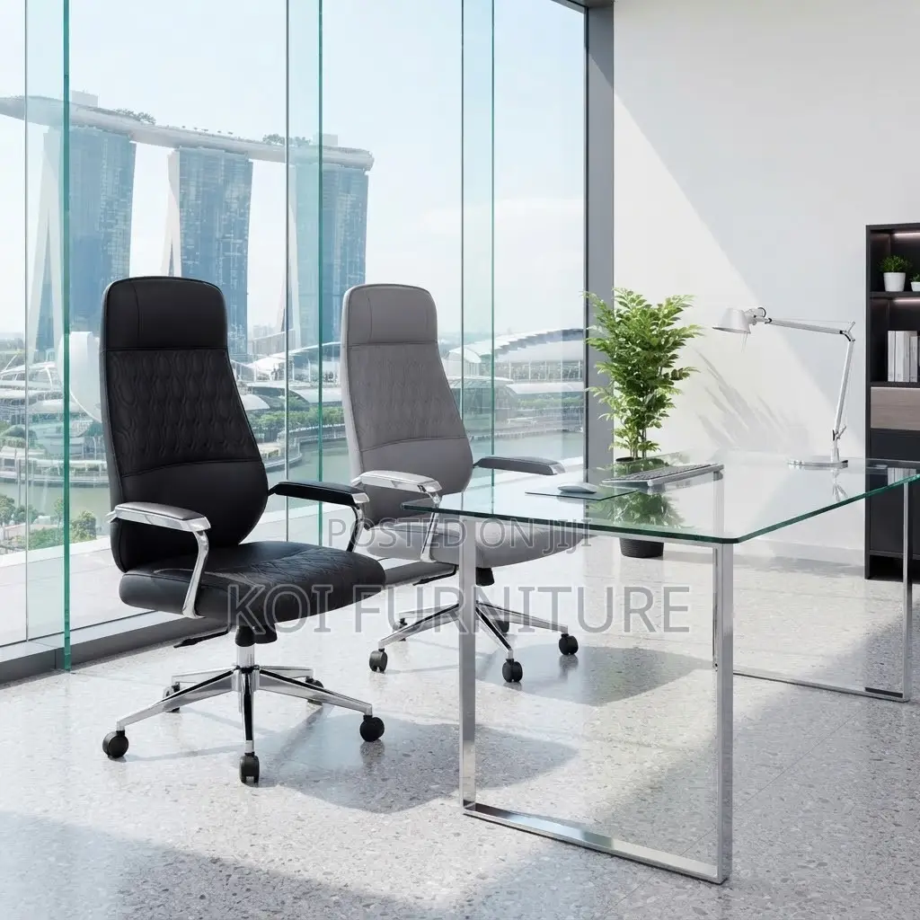 Office Chair; Leather High-Back Executive Office Chair