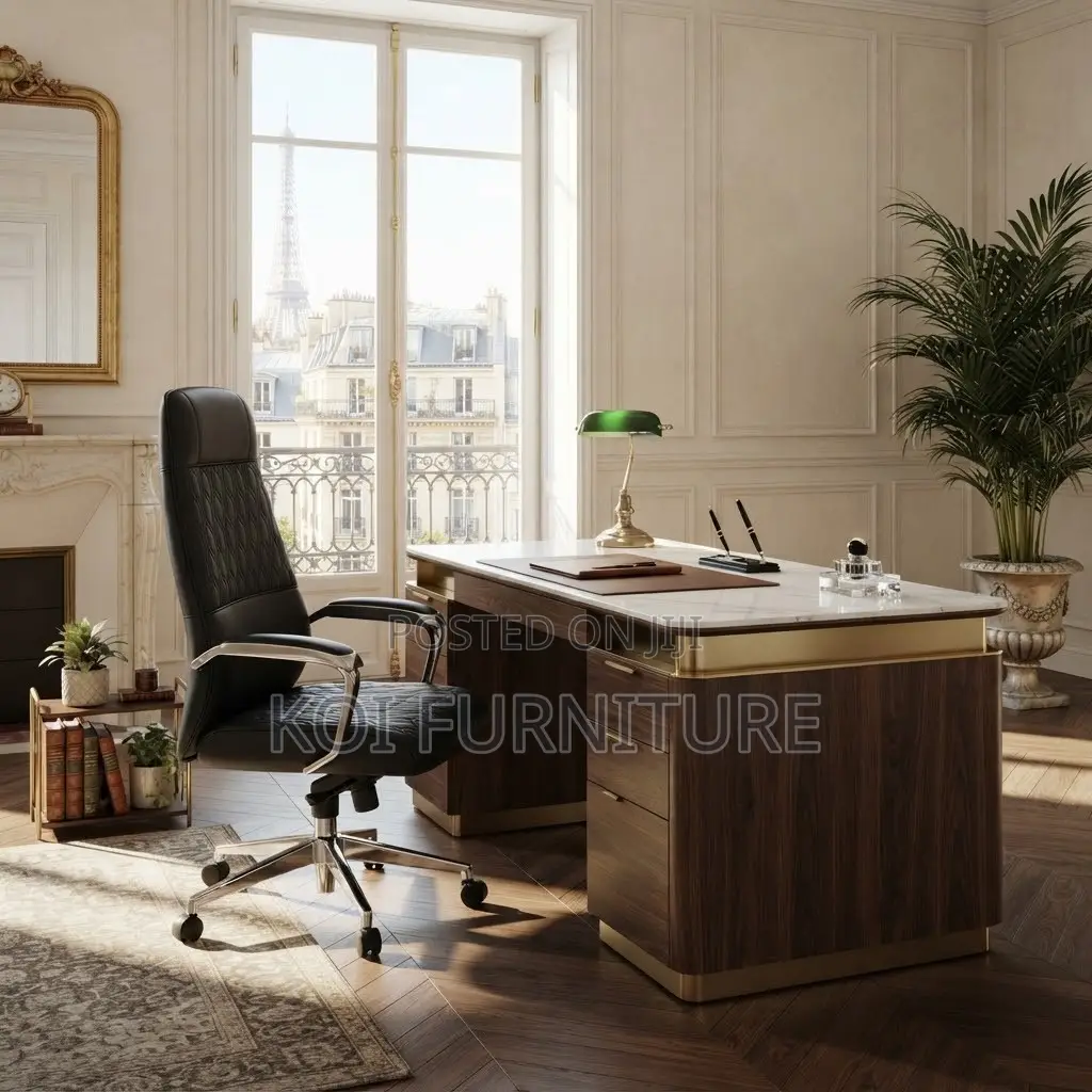 Office Chair; Leather High-Back Executive Office Chair