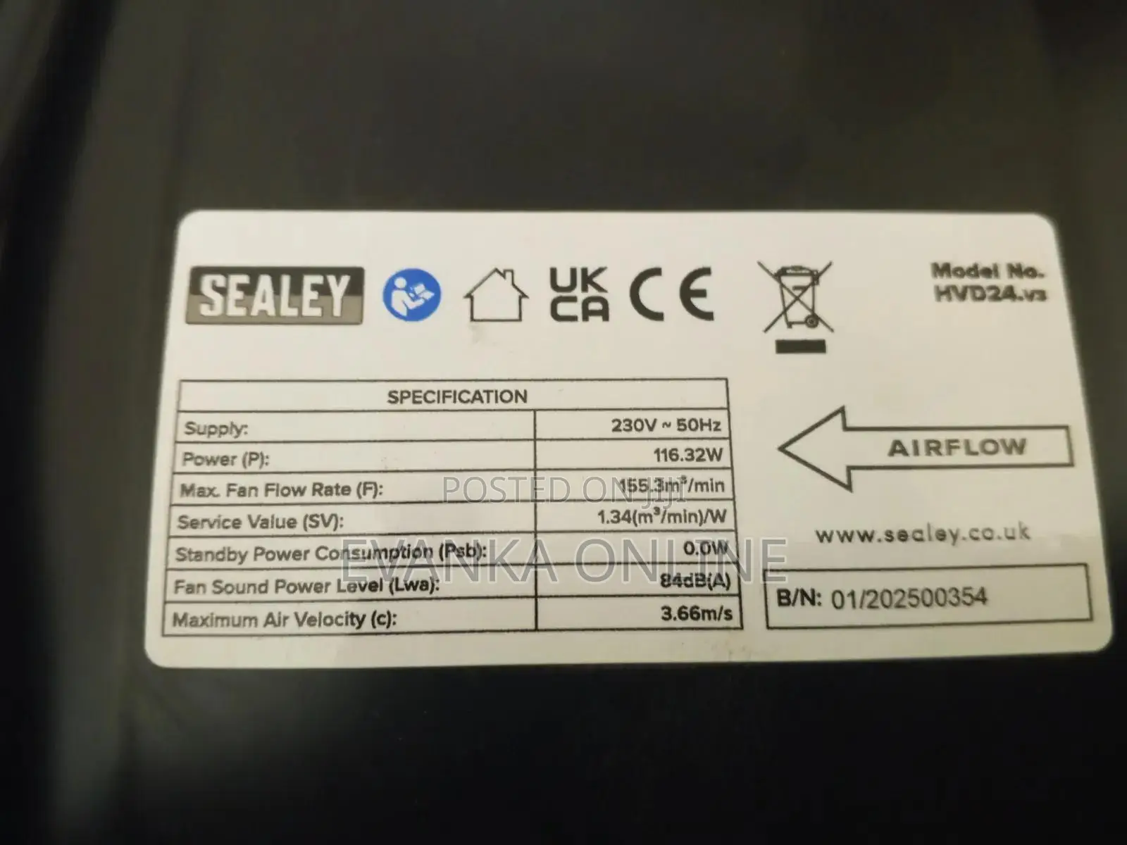 Sealey Industrial High Velocity Drum Fan 24" 230V