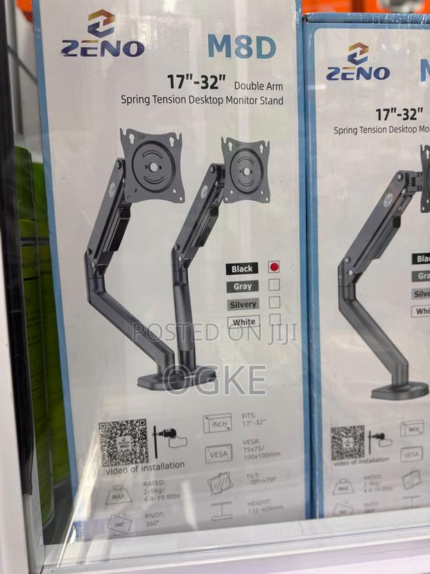 Zeno M8D Double Arm Spring Tension Desktop Monitor Stand