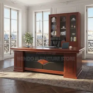 Office Desk; ; 2 Meters Executive Mahogany Polished Office Desks