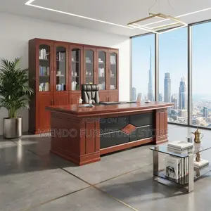 Office Desk; ; 2 Meters Executive Mahogany Polished Office Desks