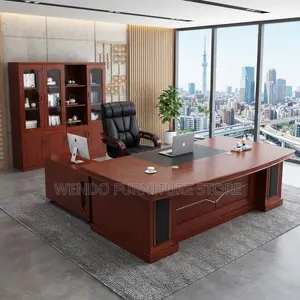 Office Desk; ; 2 Meters Executive Mahogany Polished Office Desks
