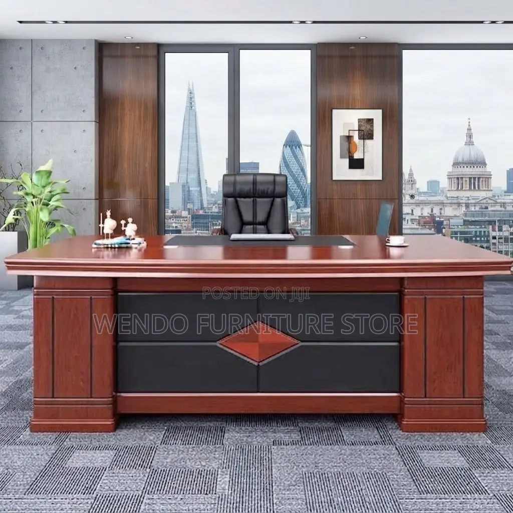 Office Desk; ; 2 Meters Executive Mahogany Polished Office Desks
