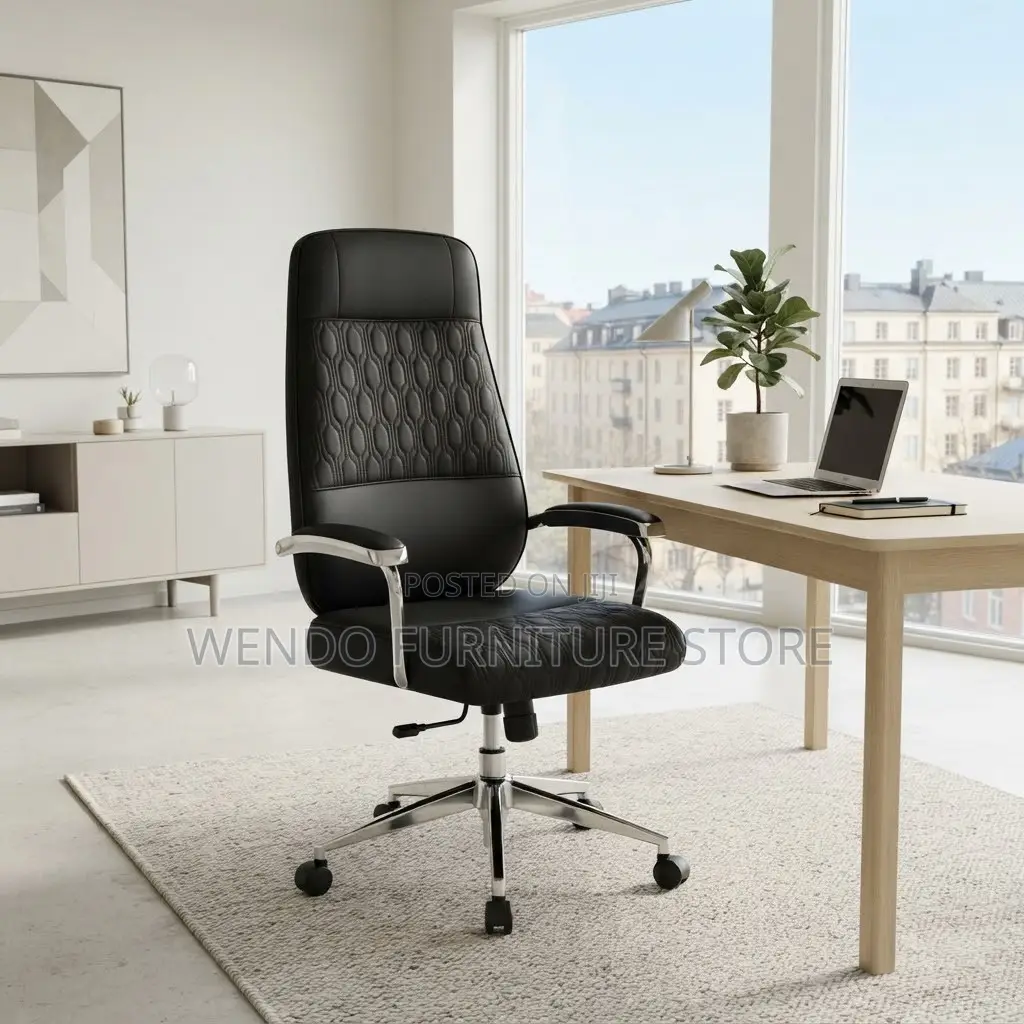 Office Chairs; Leather Executive Office Chair With High Support Back