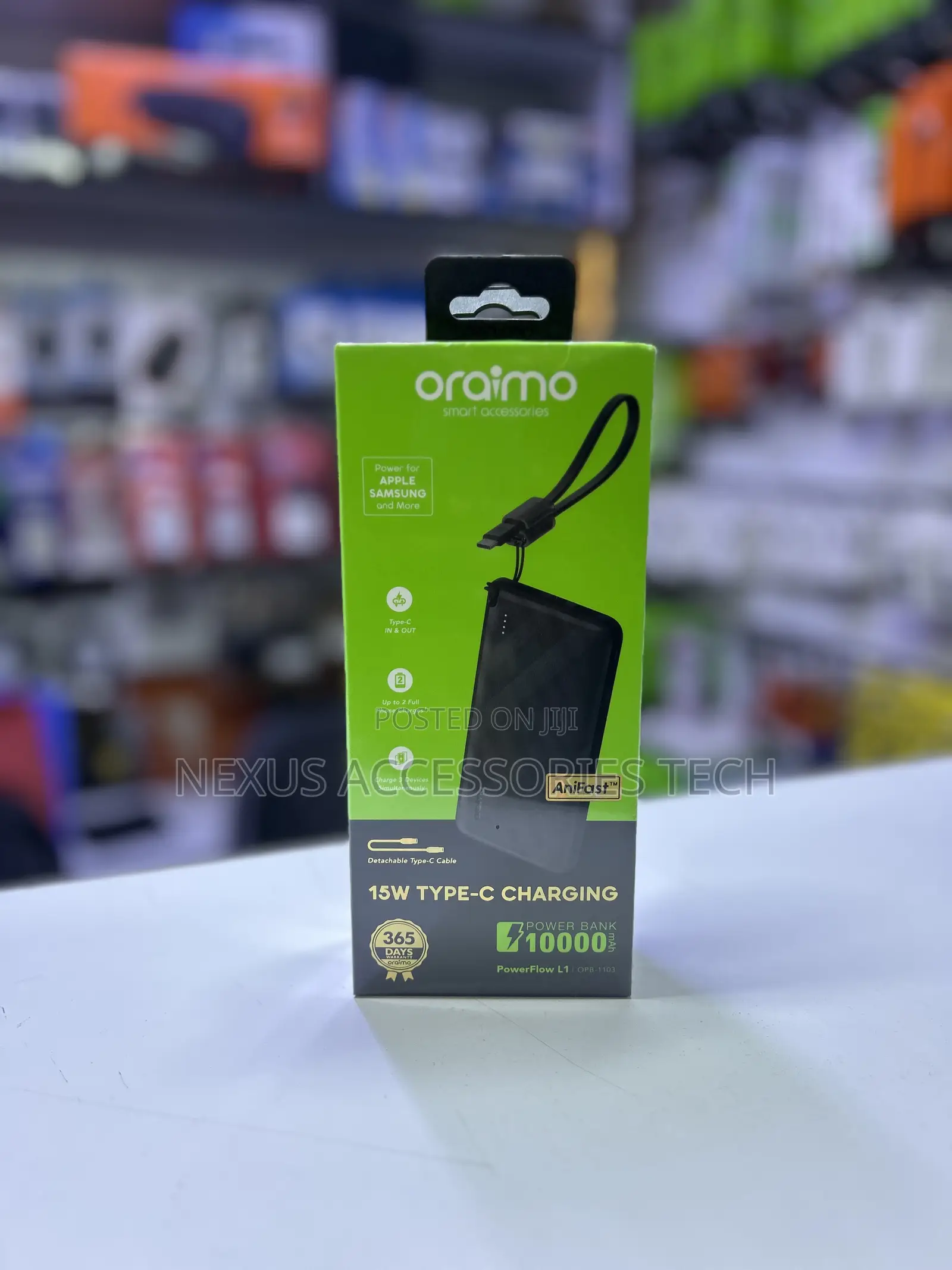 Oraimo PowerFlow L1 10000mAh 15W Type-C Fast Charging Power Bank