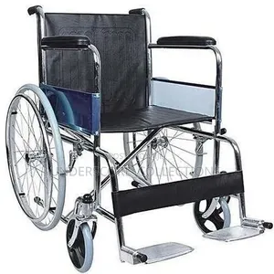 Standard Manual Foldable Wheelchair With a Chrome-Plated Steel Frame
