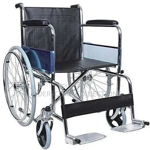 Standard Manual Foldable Wheelchair With a Chrome-Plated Steel Frame