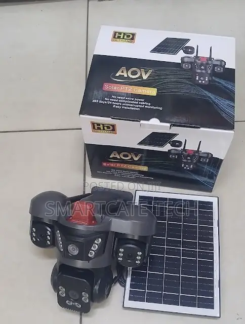 Triple Lens AOV V380 4G Solar CCTV Camera – Night Vision